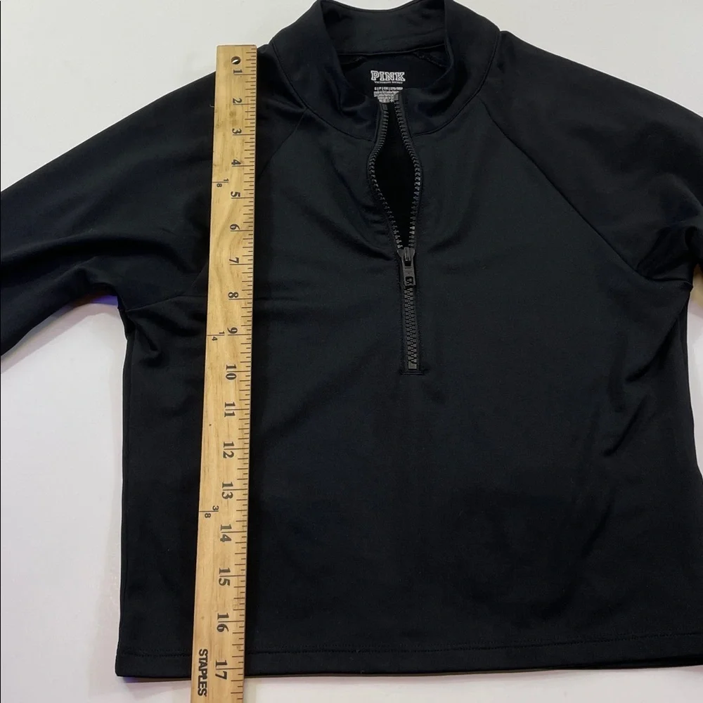 Victoria’s Secret PINK Black Quarter-Zip Crop Pullover Womens Sz S - Picture 5 of 7